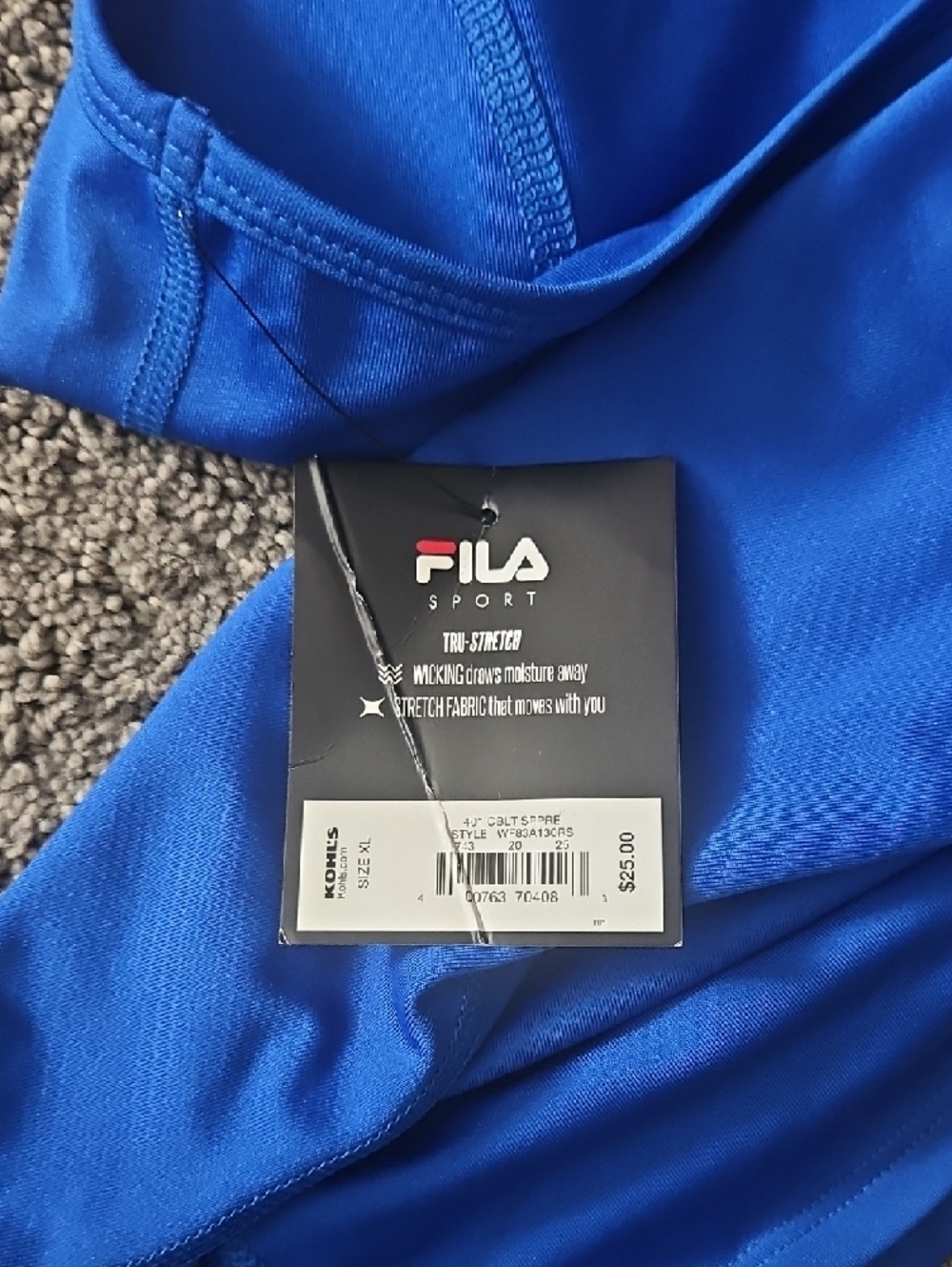 Fila Blue Performance V-Neck Racerback Tank - Picture 2 of 2